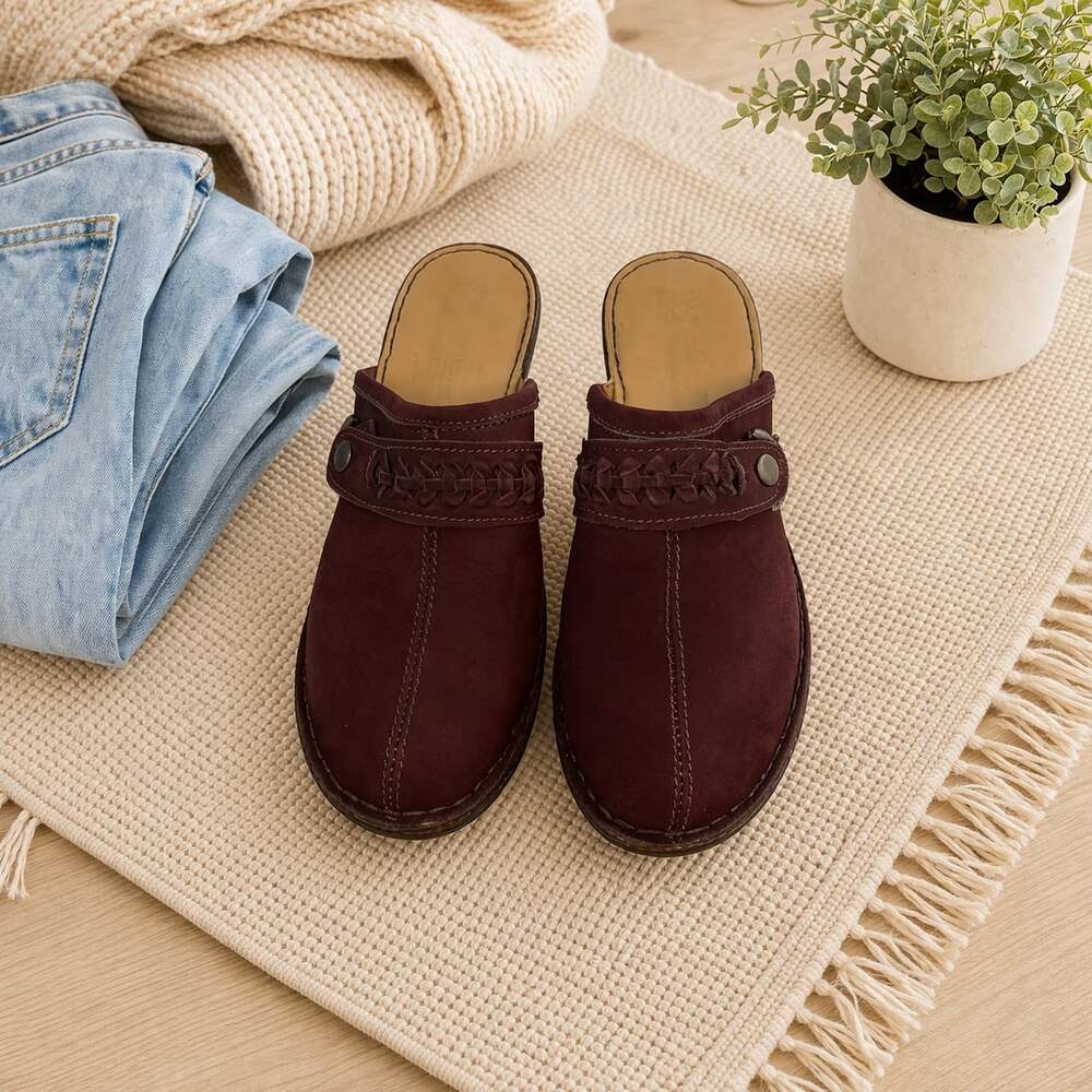 Lobo Solo Brown Leather Woven Strap Mule Clogs Comfort Shoes Womens 9
